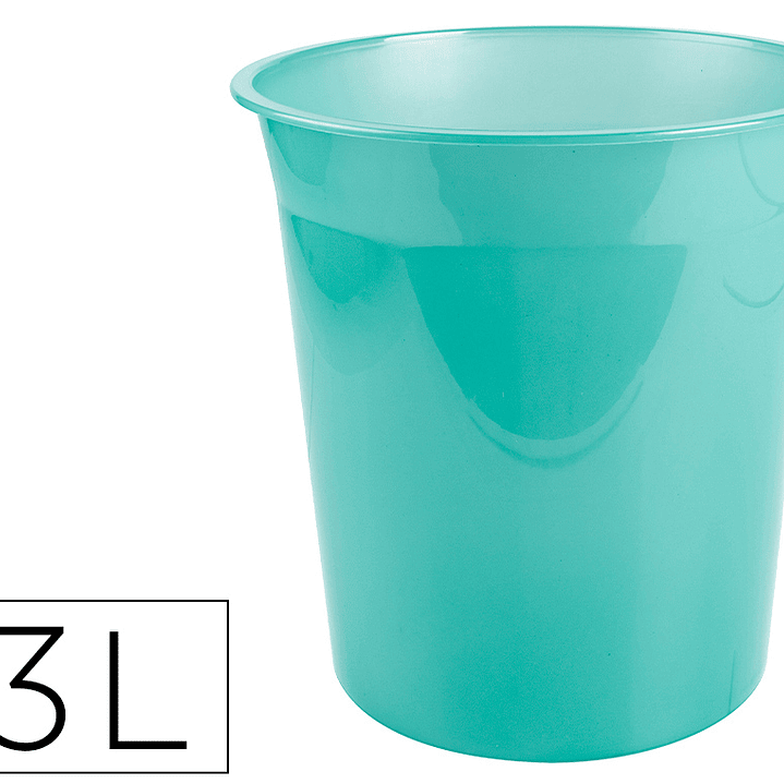 Cesto de papeis em plastico liderpapel ecouse 100% reciclado menta translucido 13 litros 275x285 mm 3