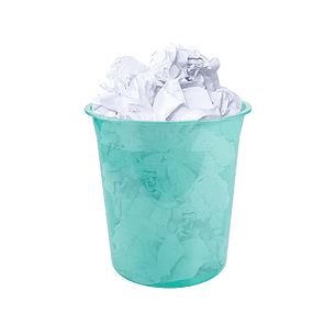 Cesto de papeis em plastico liderpapel ecouse 100% reciclado menta translucido 13 litros 275x285 mm