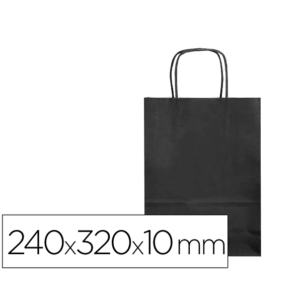 Saco de papel basika celulose preto s com asa torcida 240x320x10 mm 1