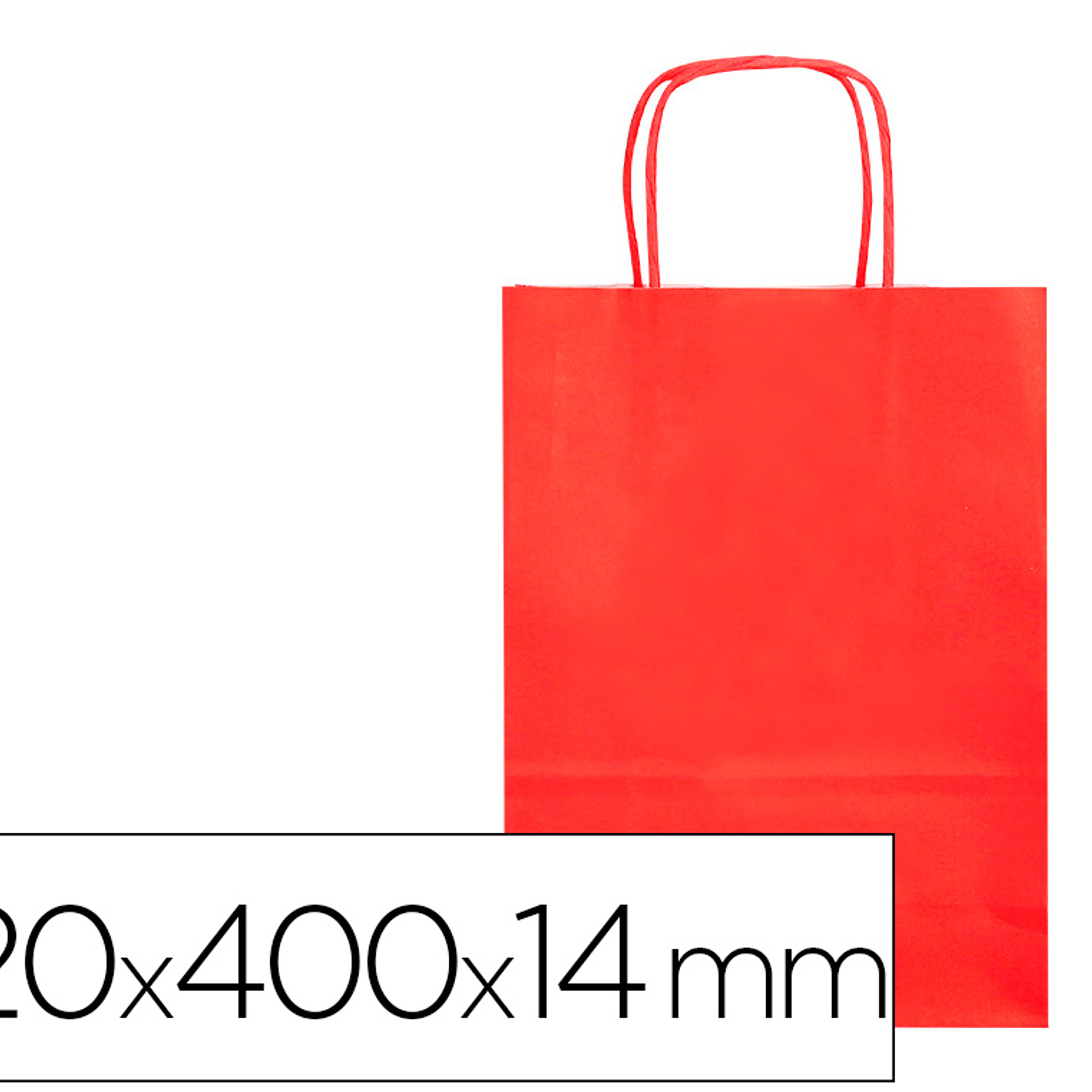 Bolsa de papel q-connect celulose vermelho l com asa retorcida 320x400x14 mm 1