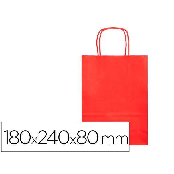 Bolsa de papel q-connect celulose vermelho xs com asa retorcida 180x240x80 mm 1