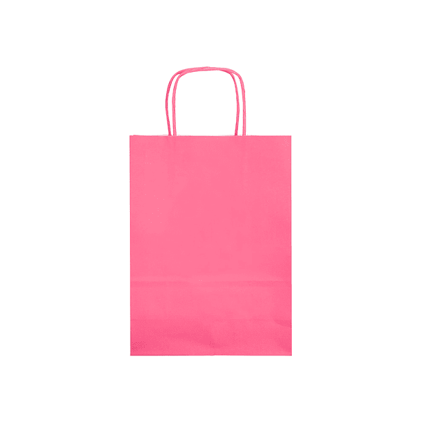 Bolsa de papel q-connect celulose rosa xs com asa retorcida 180x240x80 mm 2