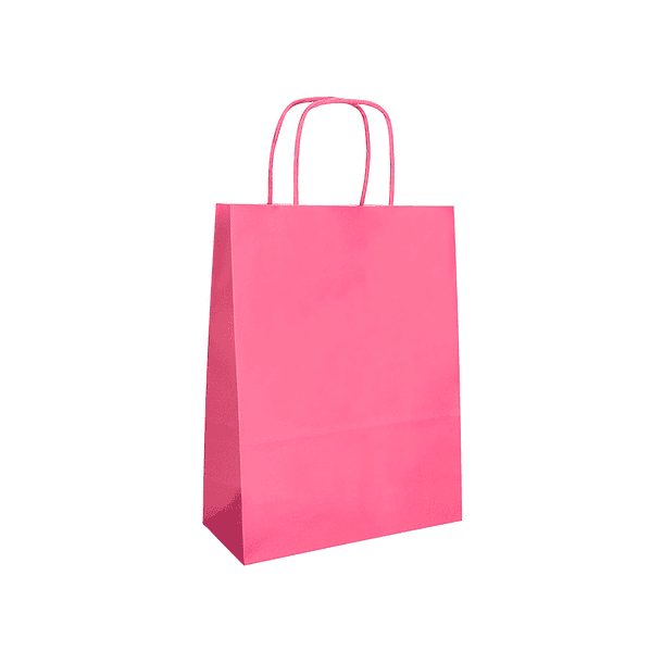 Bolsa de papel q-connect celulose rosa xs com asa retorcida 180x240x80 mm 3