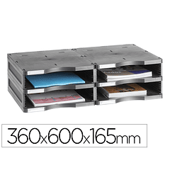 Modulo classificador archivo 2000 archivodoc 4 compartimentos cor preto 360x600x165 mm