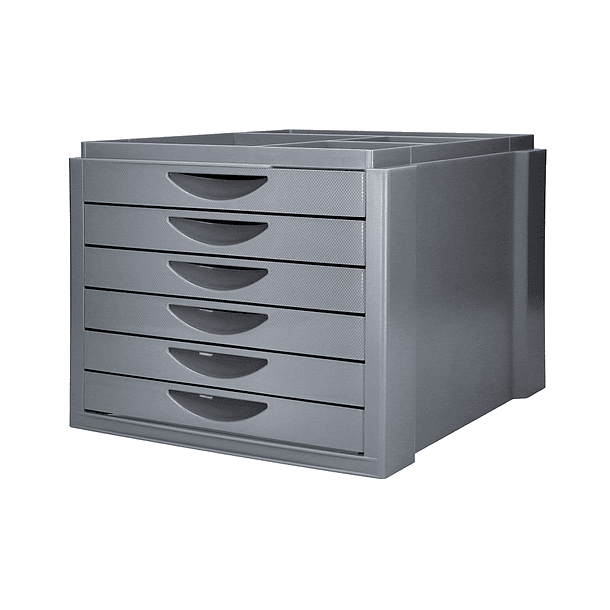 Ficheiro gavetas de secretaria q-connect bandeja organizadora superior 6 gavetas cor cinza opaco 350x255x280 mm 4