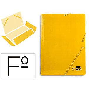 Pasta liderpapel de elasticos folio 3 abas cartao plastificado cor amarelo