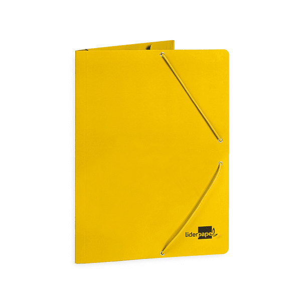 Pasta liderpapel de elasticos folio 3 abas cartao plastificado cor amarelo 4