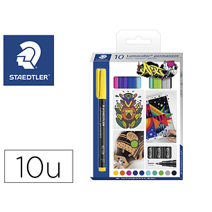 Rotulador staedtler lumocolor retroproyeccion punta de fibra permanente 318 caja de 10 unidades colores surtidos