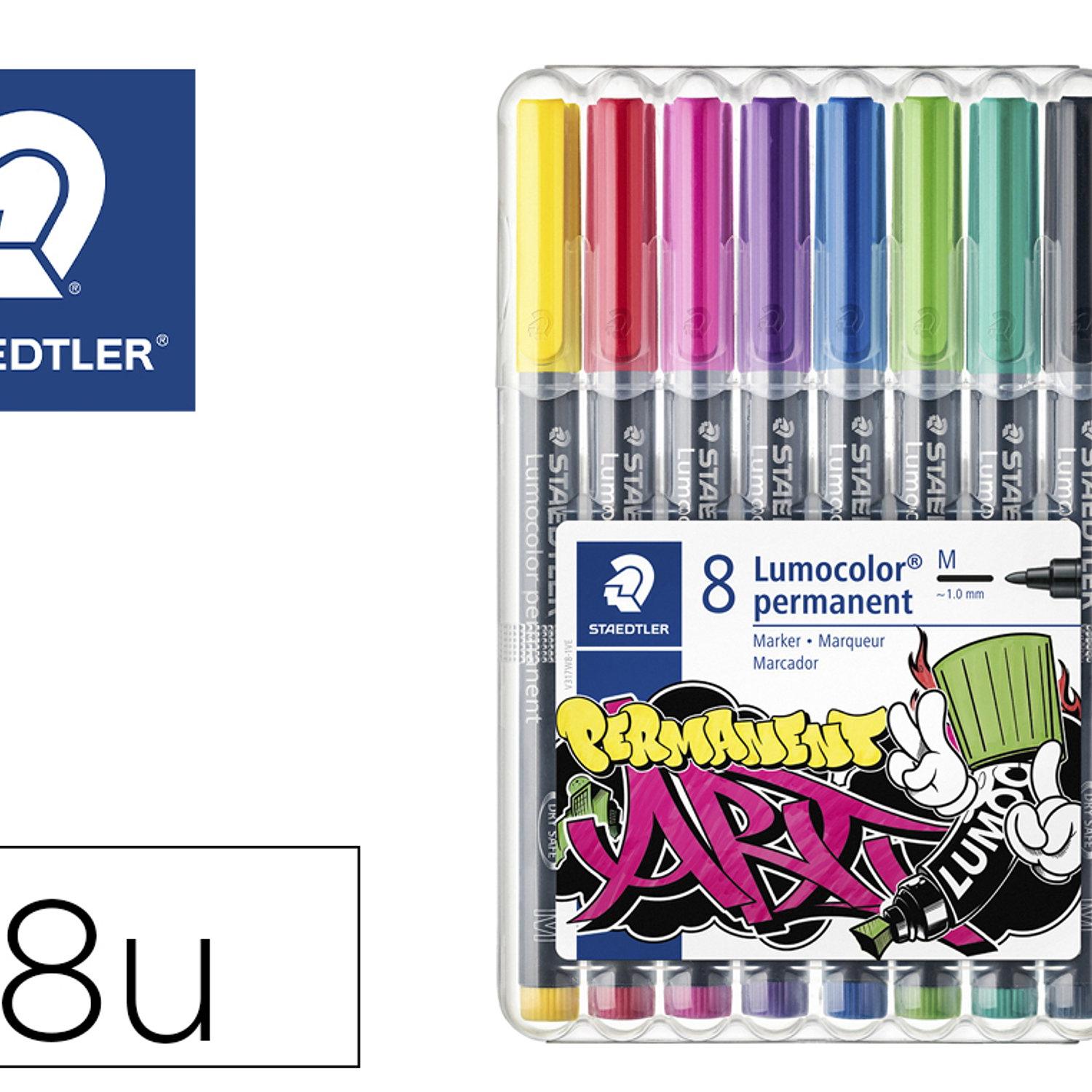 Rotulador staedtler lumocolor permanente art estuche de 8 unidades colores surtidos