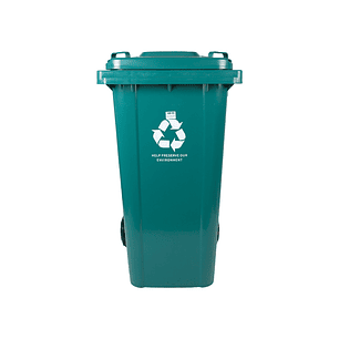 Contentor de lixo q-connect plastico com tampa e rodas 240 litros 1040x620x610 mm verde