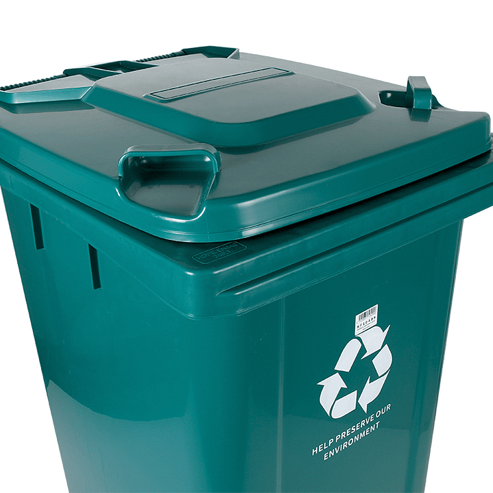 Contentor de lixo q-connect plastico com tampa e rodas 240 litros 1040x620x610 mm verde 6