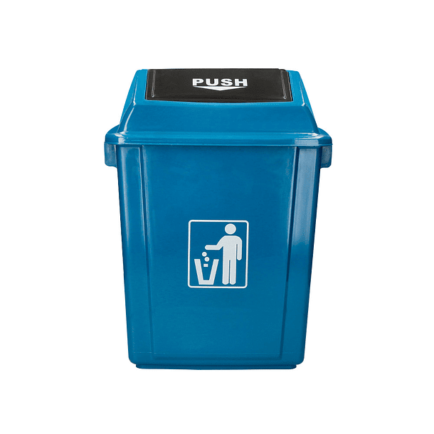 Contentor de lixo q-connect plastico com tampa de empurrar 58 litros 470x330x760 mm azul 1