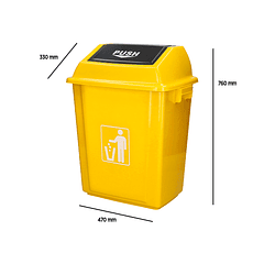 Contentor de lixo q-connect plastico com tampa de empurrar 58 litros 470x330x760 mm amarelo