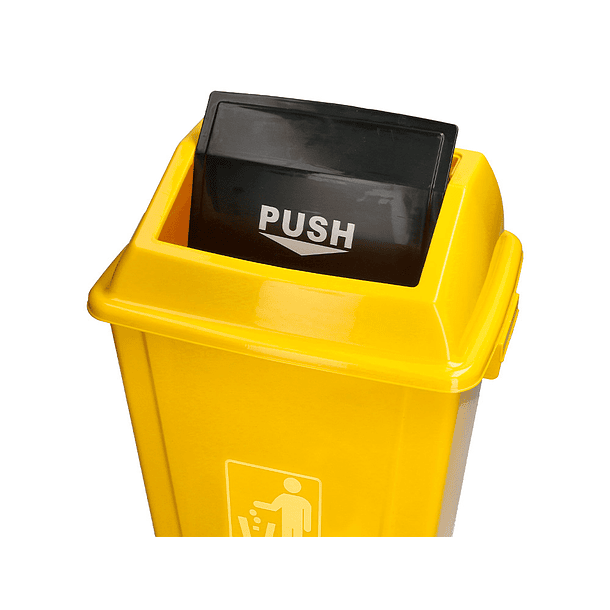 Contentor de lixo q-connect plastico com tampa de empurrar 58 litros 470x330x760 mm amarelo 6