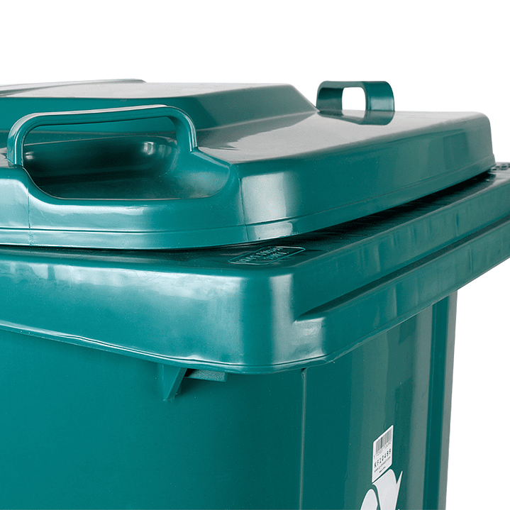 Contentor de lixo q-connect plastico com tampa e rodas 240 litros 1040x620x610 mm verde 5