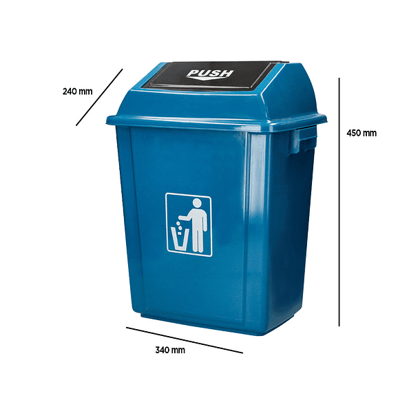 Contentor de lixo q-connect plastico com tampa de empurrar 20 litros 340x240x450 mm azul 2