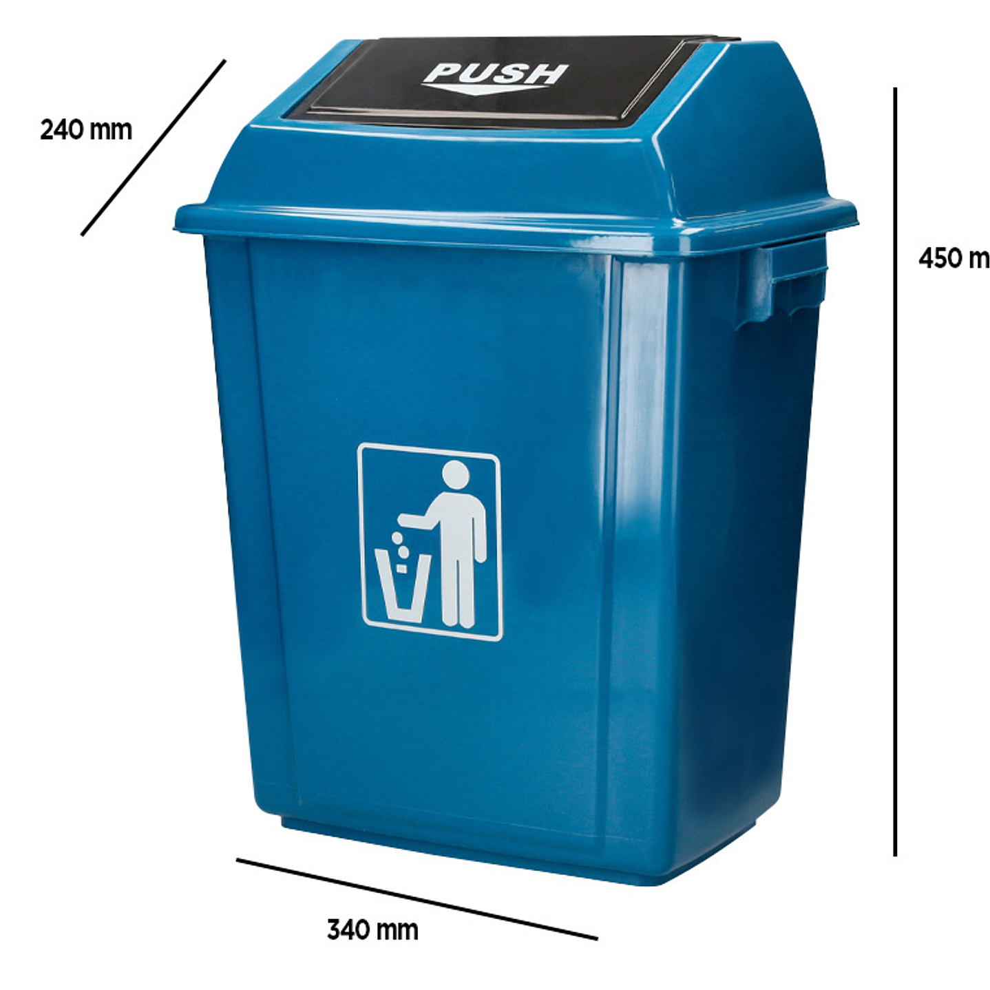 Contentor de lixo q-connect plastico com tampa de empurrar 20 litros 340x240x450 mm azul 2