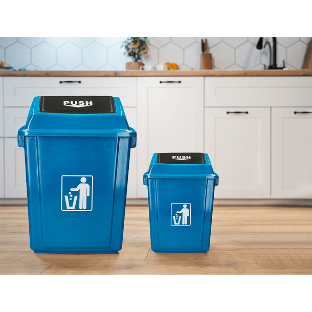 Contentor de lixo q-connect plastico com tampa de empurrar 58 litros 470x330x760 mm azul 8