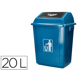 Contentor de lixo q-connect plastico com tampa de empurrar 20 litros 340x240x450 mm azul