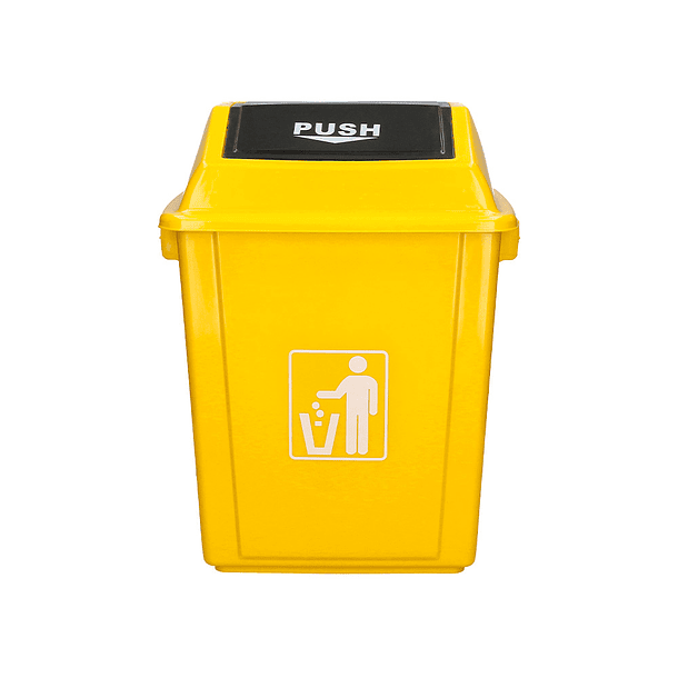 Contentor de lixo q-connect plastico com tampa de empurrar 20 litros 340x240x450 mm amarelo 2