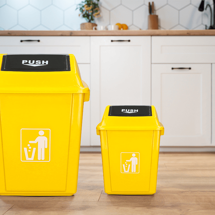 Contentor de lixo q-connect plastico com tampa de empurrar 20 litros 340x240x450 mm amarelo 9