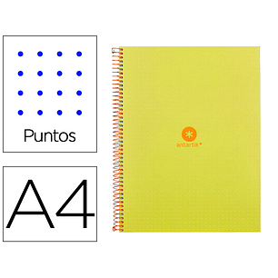 Caderno espiral liderpapel a4 micro antartik capa forrada 80f 90 gr pontilhado 1 banda 4 furos cor amarelo