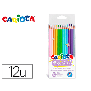 Lapices de colores carioca bi color pastel triangular mina 3,3 mm blister de 12 unidades colores surtidos