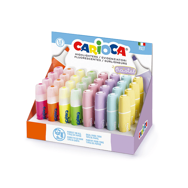 Rotulador carioca fluorescente color pastel expositor de 32 unidades colores surtidos 2