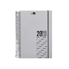 Agenda espiral liderpapel olbia 15x21 cm 2023 semana vista capa polipropileno metalizado cinza papel 60 gr