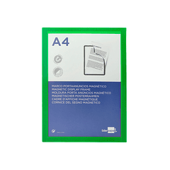 Moldura porta anuncios liderpapel magnetica din a4 suporte adesivo removivel cor verde