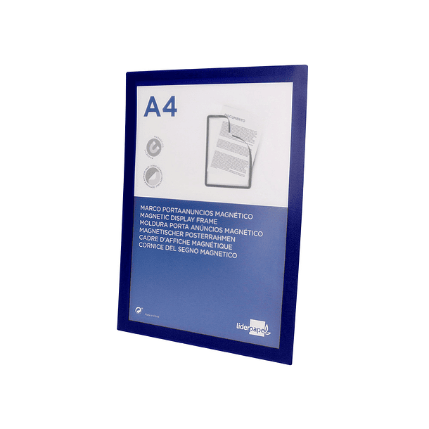 Moldura porta anuncios liderpapel magnetica din a4 suporte adesivo removivel cor azul 3