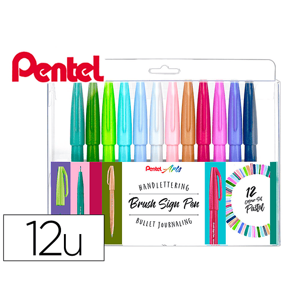 Marcador/pincel pentel touch estojo de 12 unidades 1