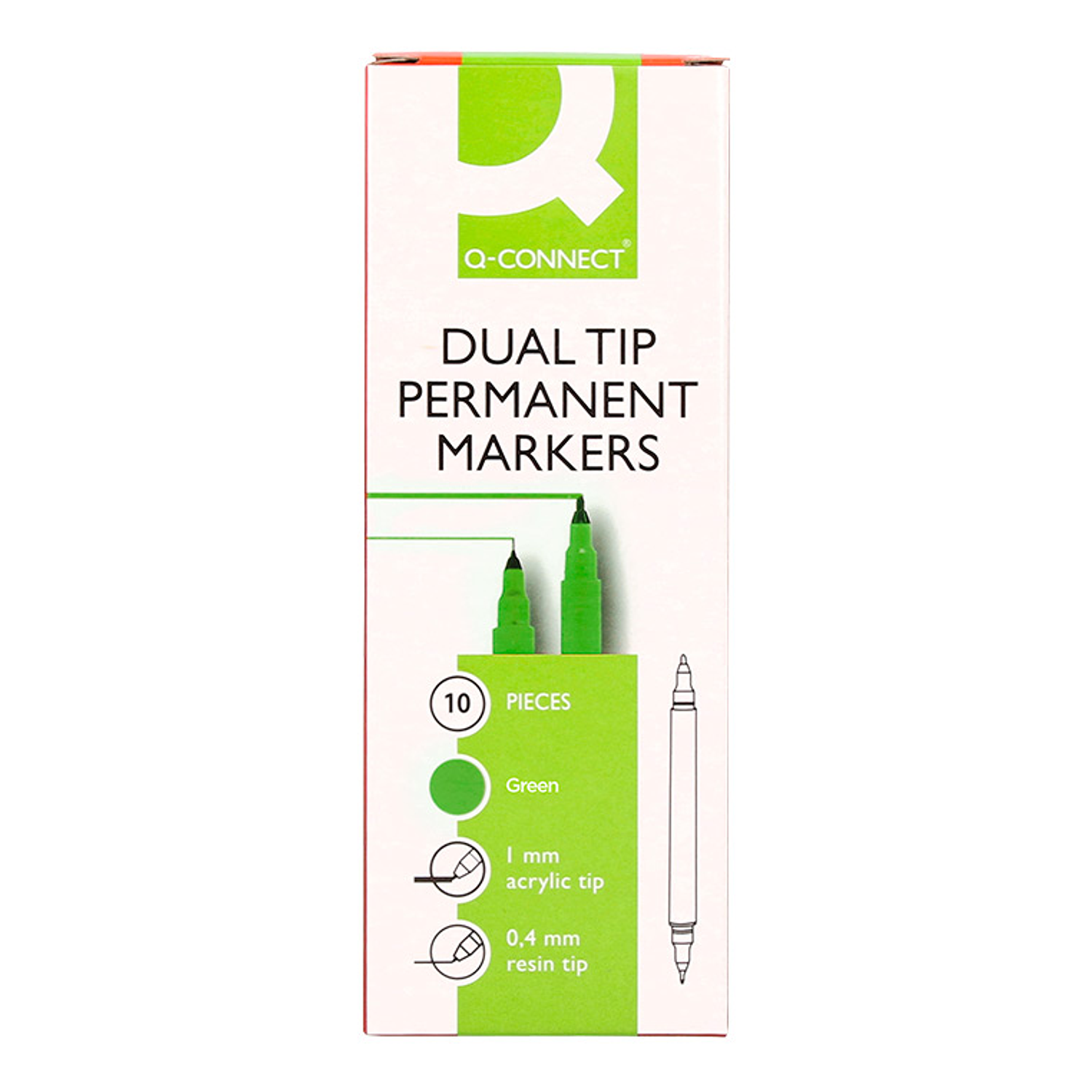 Marcador q-connect marcador permanente dupla ponta cor verde 0,4 mm e 1 mm 7