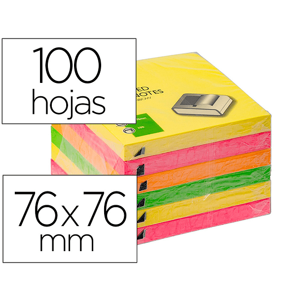 Bloco de notas adesivas q-connect 76x76 mm cores neon sortidas zig-zag 2