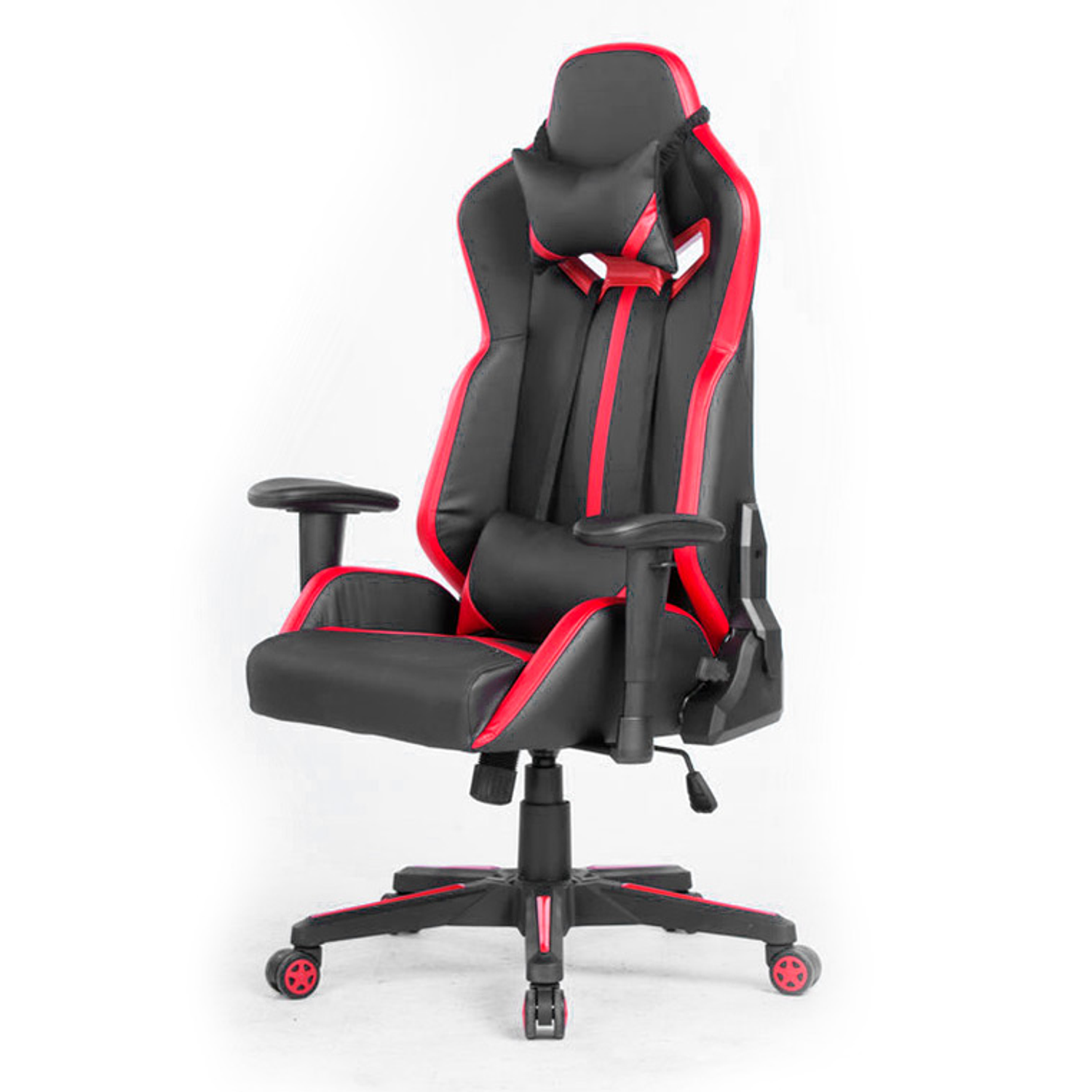 Cadeira q-connect gaming chair giratoria imitacao de pele regulavel em altura cor preta vermelha 1260+950x570x670 mm 1