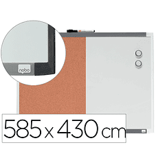 Quadro branco nobo magnetico com tabuleiro de cortica 585x430 mm