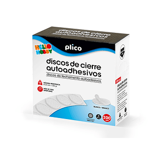 Disco de cierre plico velcro autoadhesivo 20 mm diametro color blanco caja de 200 unidades