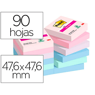 Bloco de notas adesivas post-it super sticky soulful 47,6x47,6 mm 90 folhas 100% pefc pack de 12 unidades