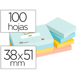 Bloco de notas adesivas beachside 100% pefc 38x51 mm 100 folhas pack de 12 unidades