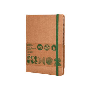 Caderno agrafado liderpapel ecouse 100% reciclado a5 96 folhas 70g/m2 pautado com elastico e marcador paginas