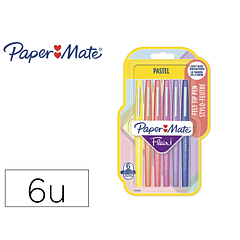 Marcador paper mate flair pastel ponta de fibra blister de 6 unidades cores sortidas