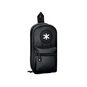 Estojo escolar antartik forma de mochila com bolso e 4 departamentos cor preto 230x50x120 mm