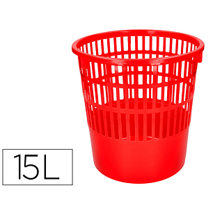 Cesto de papeis q-connect em plastico 15 litros cor vermelho 285x290 mm