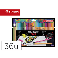 Marcador stabilo point 88 / aguarelavel pen 68 arty line estojo cartao 36 unidades cores sortidas