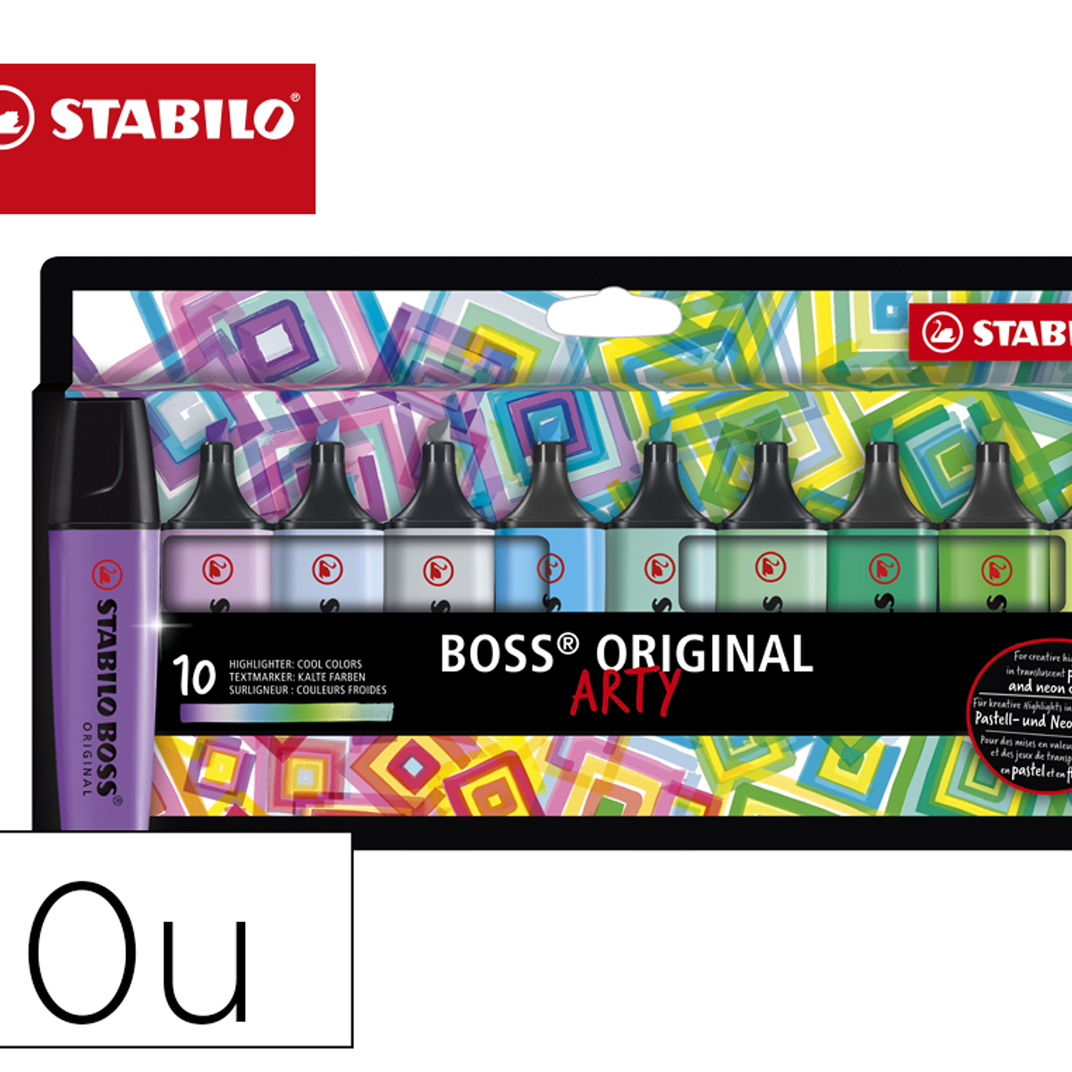 Marcador stabilo boss fluorescente 70 arty line cores frios estojo cartao de 10 unidades cores