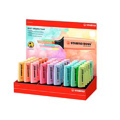 Marcador stabilo boss fluorescente 70 pastel expositor de 45unidades cores sortidas