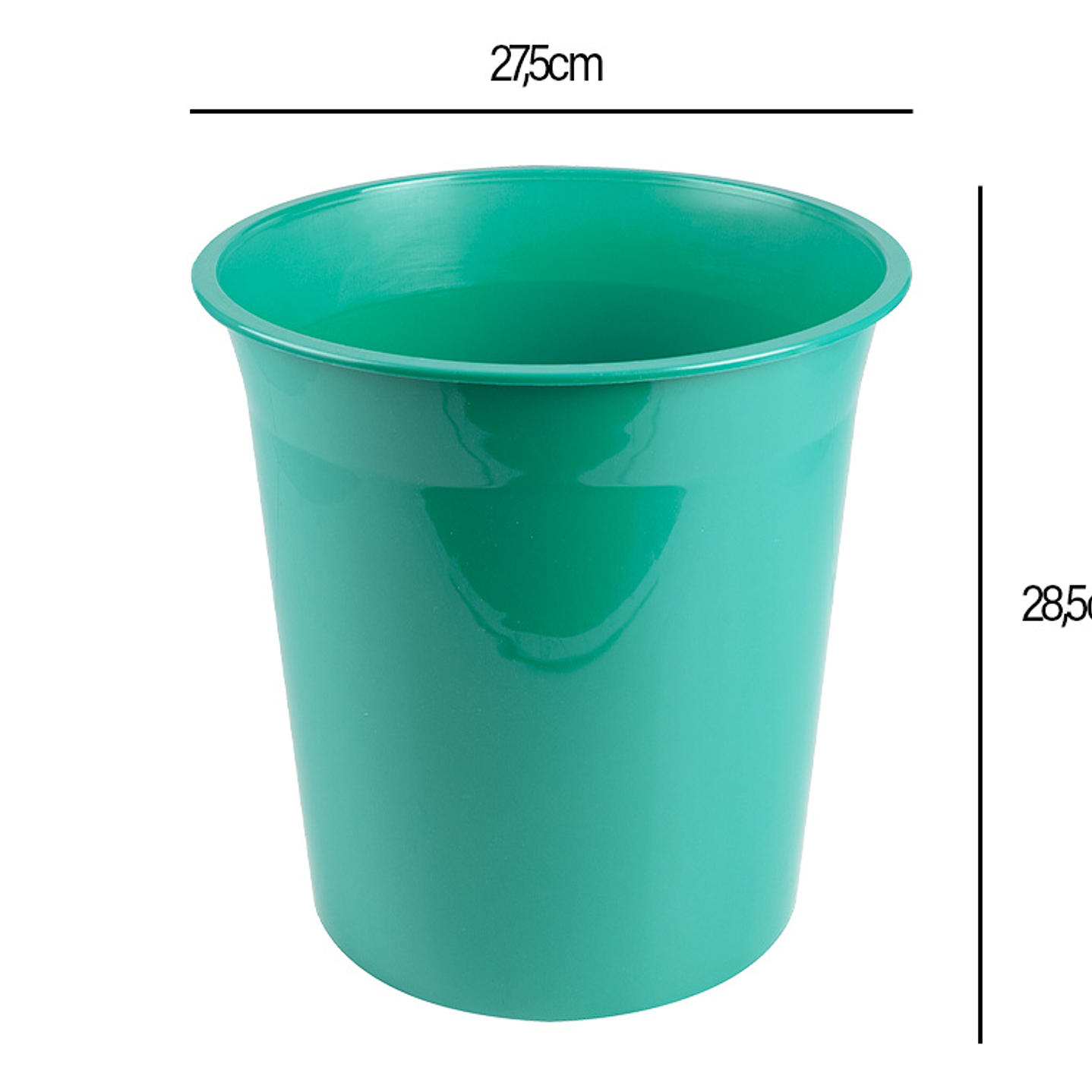 Cesto de papeis em plastico liderpapel ecouse 100% reciclado menta opaco 13 litros 275x285 mm 3