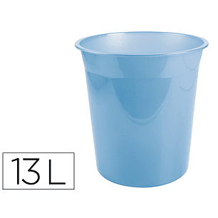 Cesto de papeis em plastico liderpapel ecouse 100% reciclado celeste translucido 13 litros 275x285 mm