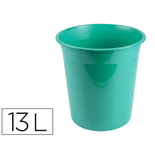 Cesto de papeis em plastico liderpapel ecouse 100% reciclado menta opaco 13 litros 275x285 mm