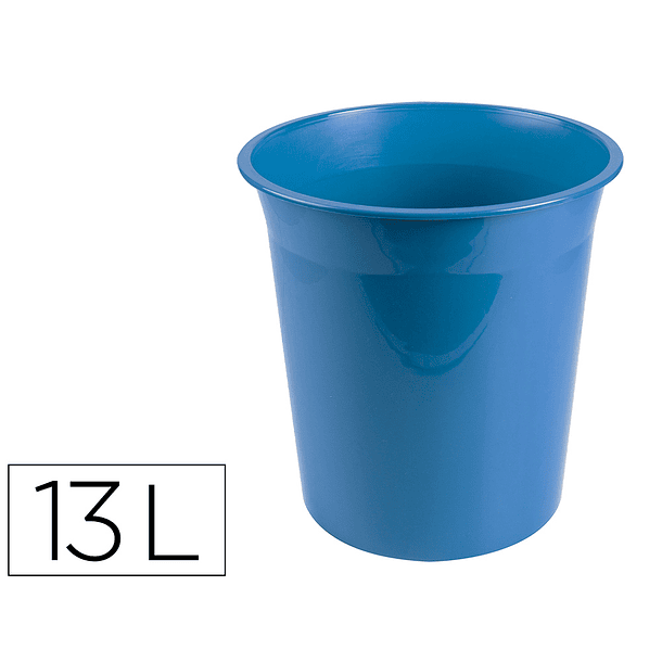 Cesto de papeis em plastico liderpapel ecouse 100% reciclado celeste opaco 13 litros 275x285 mm 1